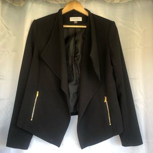 Calvin Klein black blazer gold zipper pockets